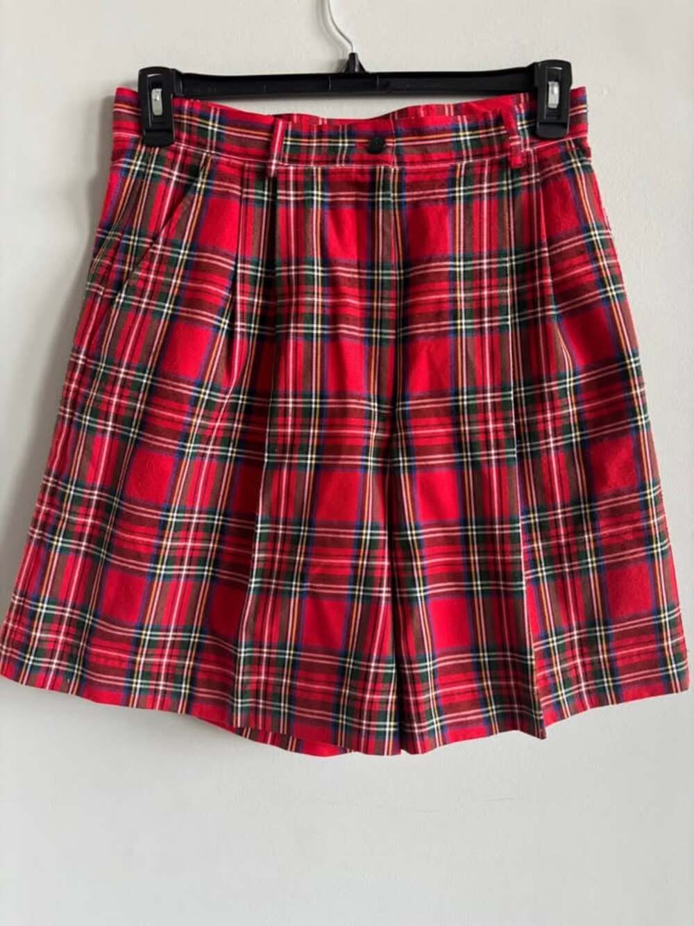 Vintage Westbound Plaid Pleated High-Waisted Shorts Skort Red Tartan Size 14